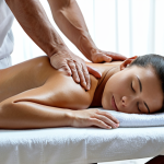 Sports Massage for Body Fatigue Relief**

"A fully clothed individual receiving a sports massage in a well-lit spa setting. The person is lying face down on a massage table, draped with a clean towel. The massage therapist is applying pressure to the back muscles. Focus on relaxation and muscle relief.  Safe for work, appropriate content, modest, professional setting, perfect anatomy, correct proportions, natural pose, well-formed hands, proper finger count, natural body proportions, high quality, professional photography."

**