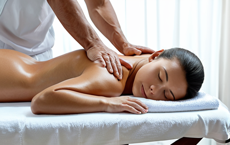 Sports Massage for Body Fatigue Relief**

"A fully clothed individual receiving a sports massage in a well-lit spa setting. The person is lying face down on a massage table, draped with a clean towel. The massage therapist is applying pressure to the back muscles. Focus on relaxation and muscle relief.  Safe for work, appropriate content, modest, professional setting, perfect anatomy, correct proportions, natural pose, well-formed hands, proper finger count, natural body proportions, high quality, professional photography."

**