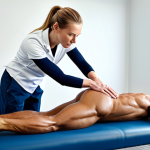 **

"A professional, fully clothed, sports massage therapist demonstrating a technique on a male athlete, focusing on the leg muscles. The athlete is also fully clothed. The setting is a clean, well-lit physical therapy clinic. Safe for work. Appropriate content. Perfect anatomy, correct proportions, natural pose, well-formed hands, proper finger count. Professional, family-friendly."

**