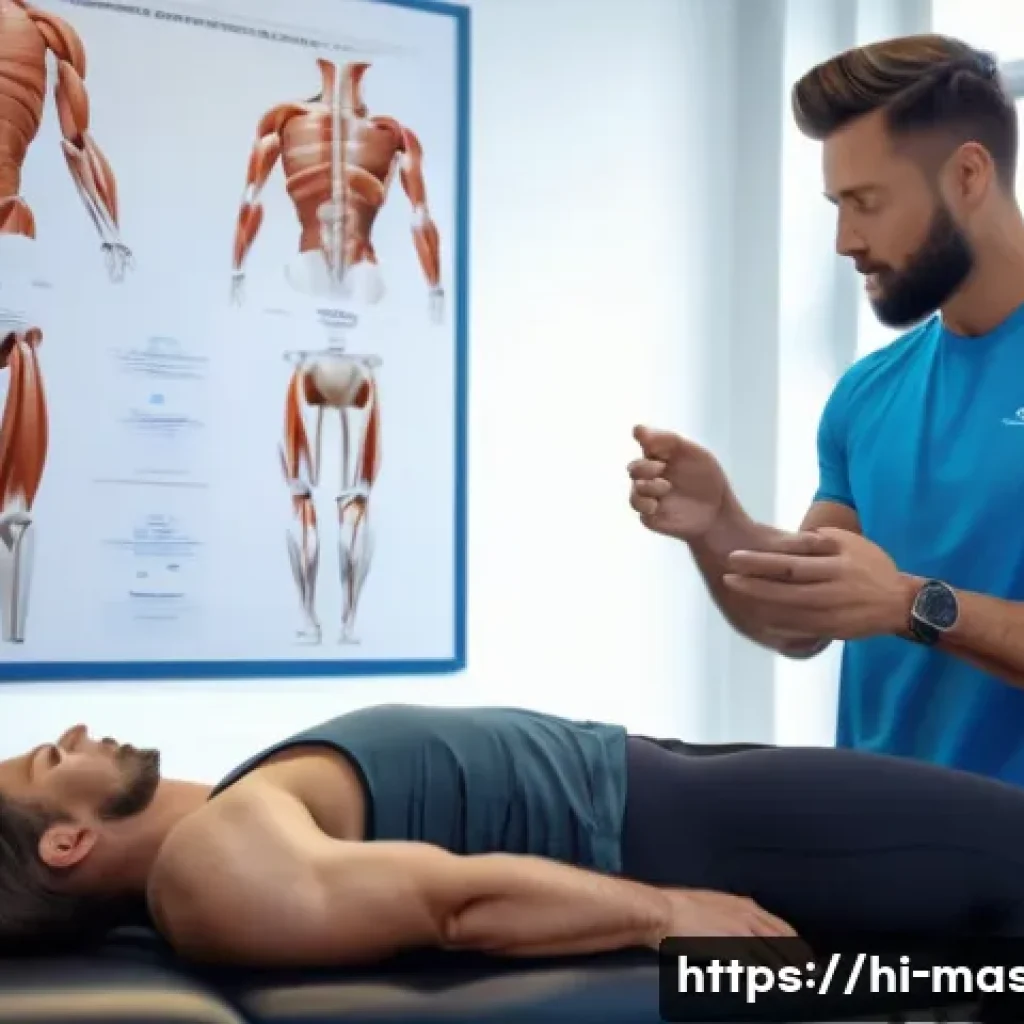 스포츠마사지사 실무 기술 습득법 - A professional sports massage therapist demonstrating basic massage techniques on an athlete wearing...